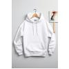 Unisex Beyaz Kapüşonlu Sweatshirt 